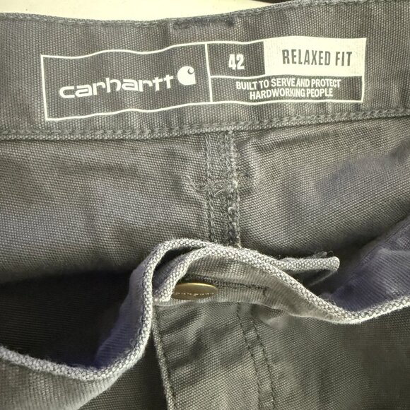 Carhartt Mens 42 Rugged Flex Relaxed Fit Canvas Utility Work Short Gray BS3652-M - Picture 7 of 7
